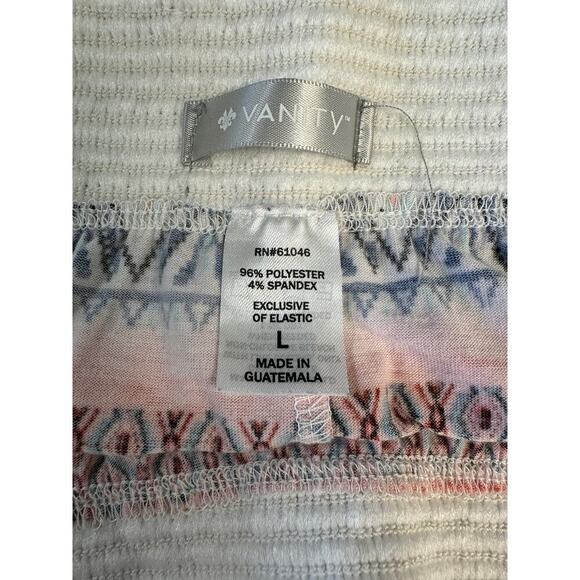 Vanity Maxi Skirt L Boho Tribal Aztec Print Peach Blue White Stretch Waist 45” - Picture 7 of 7